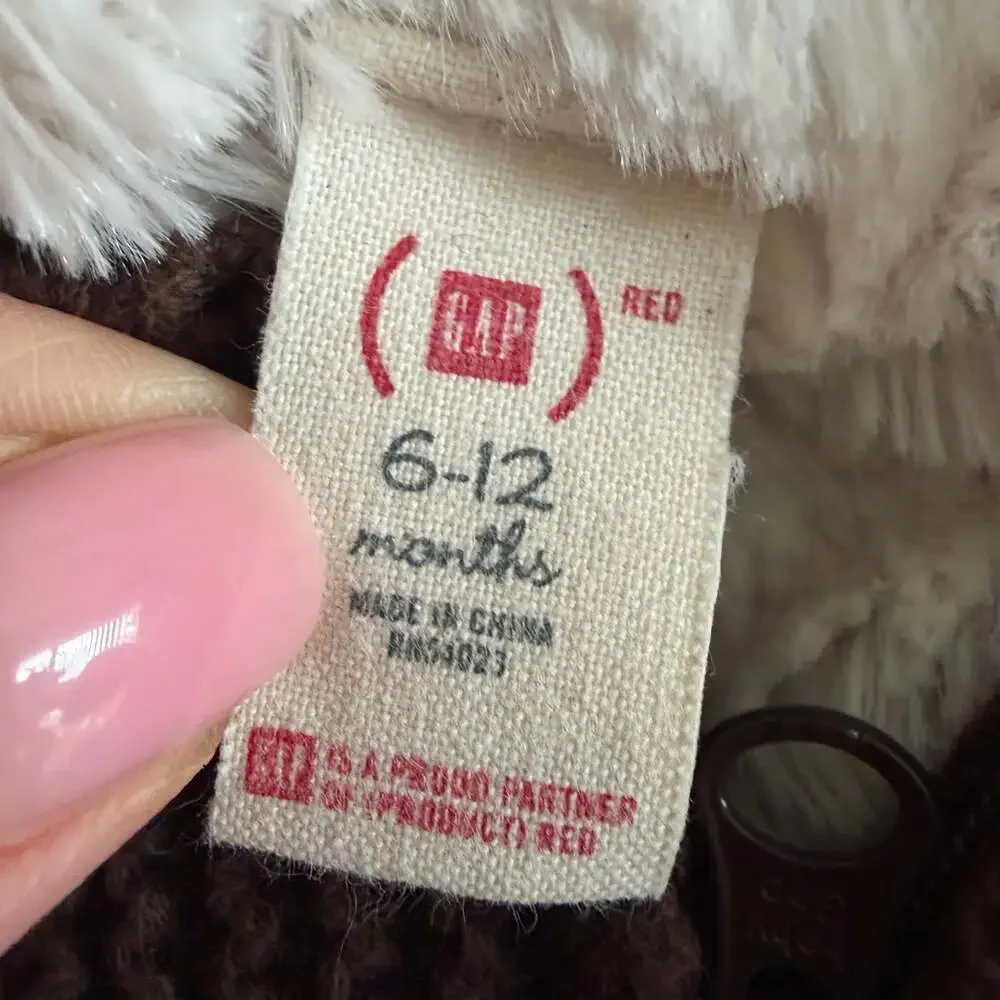 Gap Ado(RED) Brown Knit Baby Wearable Blanket Bunting Sack Hooded 6-12 Months